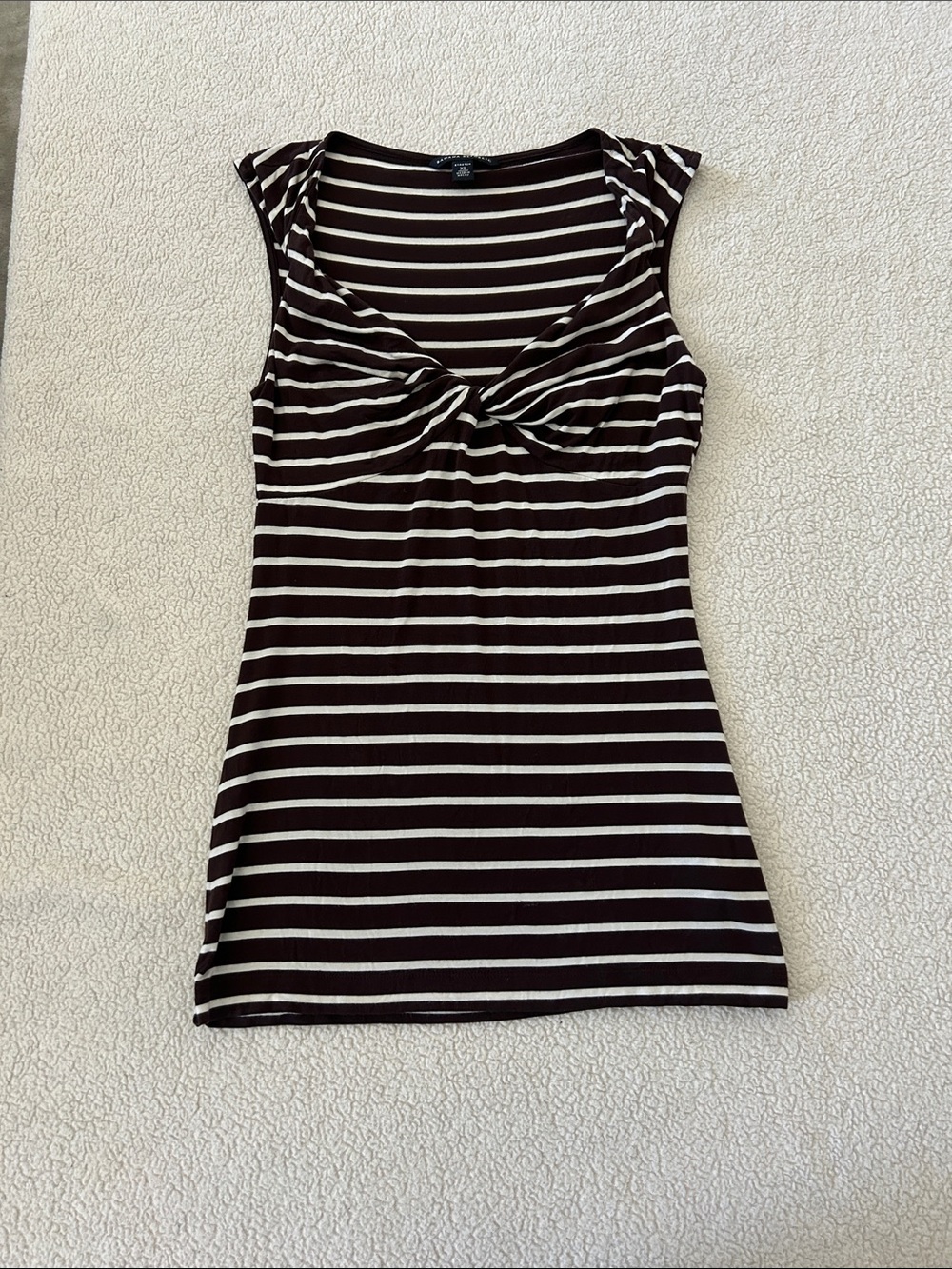 “Banana Republic Brown & White Striped Stretch Top XS”